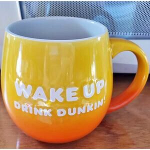 2019 Dunkin Donuts 20oz Wake Up Drink Dunkin Be Awesome Yellow Orange Coffee Mug